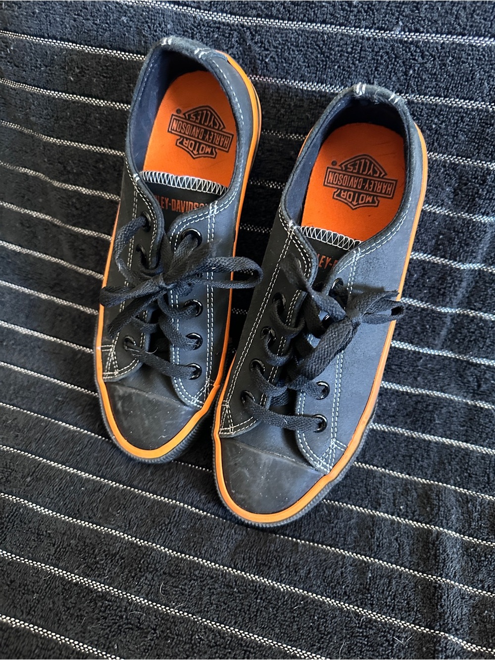 Harley-Davidson Black Sneakers with Orange Accents